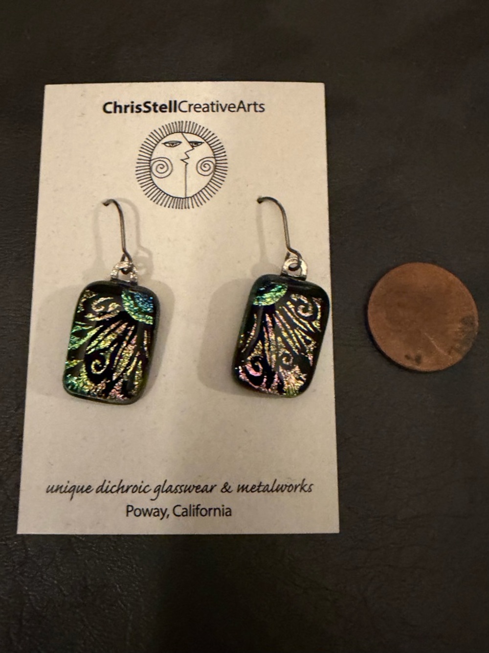 ChrisStell Creative Arts Dichroic Hand Etched Glass Earrings - Multicolor